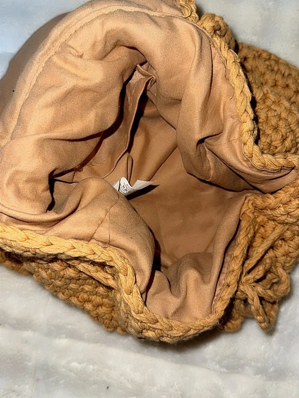 Handcrafted Camel Crochet Backpack with Flap
